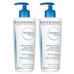 Bioderma atoderm crème ultra nourrissante sans parfum 500mlx2